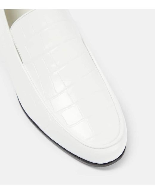 Totême  White The Oval Croc-effect Leather Loafers