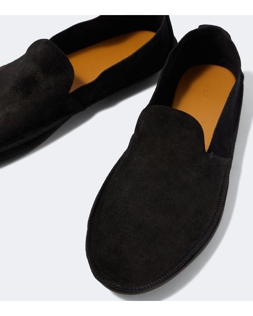 The Row Black Tyler Suede Loafers for men