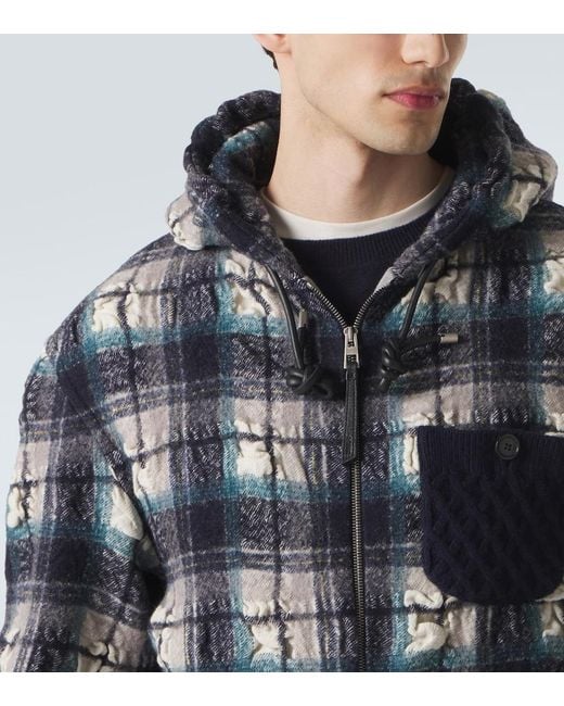 Loewe Gray Plaid Wool And Linen Jacket for men