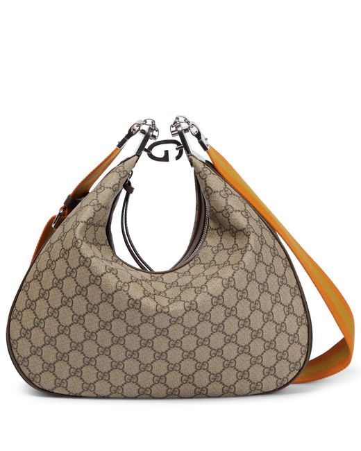 Gucci Canvas Attache Large Shoulder Bag in Brown | Lyst