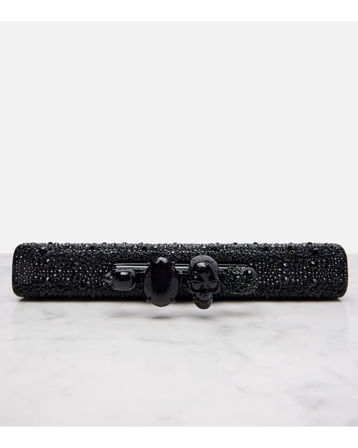 Alexander McQueen Black Verzierte Clutch Skull Knuckle Aus Leder