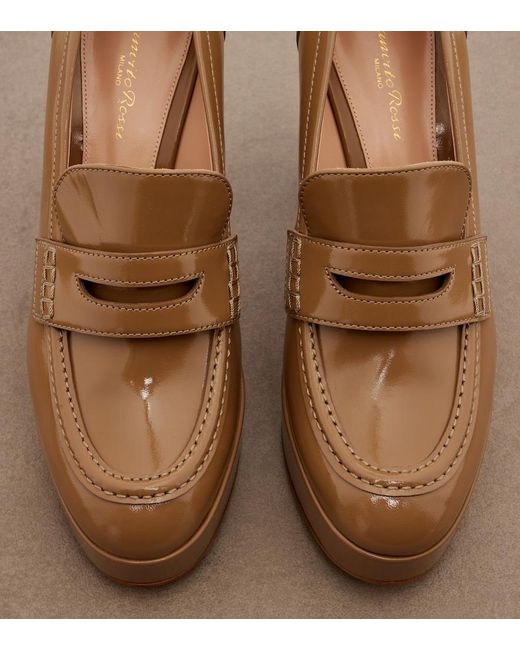 Gianvito Rossi Brown Jenna Leather Loafer Pumps