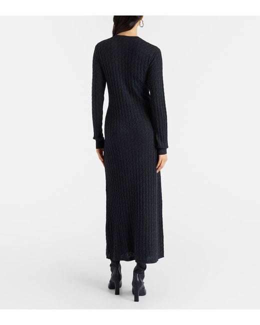 Totême  Black Cable-Knit Wool Maxi Dress