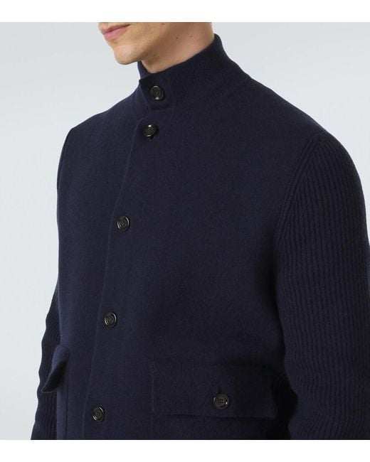 Lardini Blue Knitted Wool-Blend Jacket for men