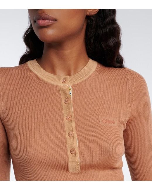 Chloé Multicolor Ribbed-Knit Wool Henley Shirt