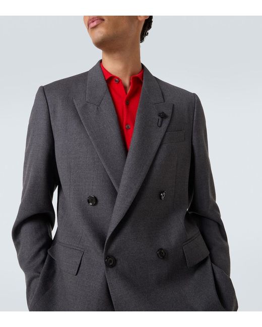 Lardini Black Double-Breasted Wool Blazer for men
