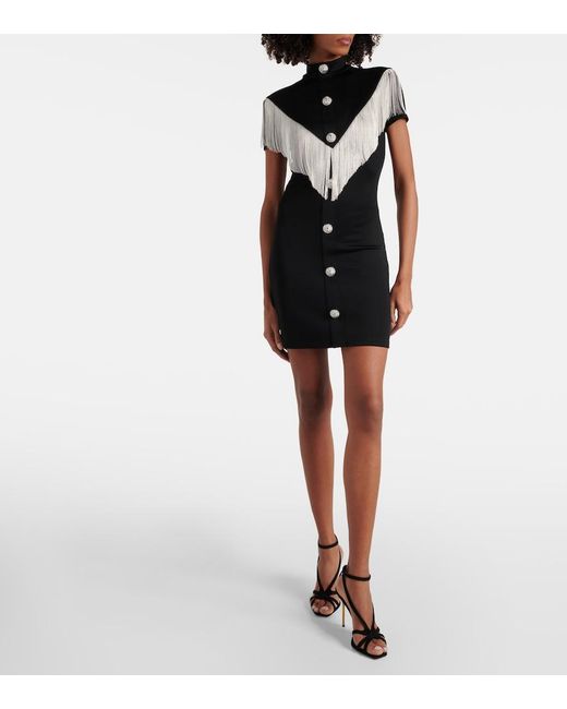 Balmain Black Fringed Mini Dress