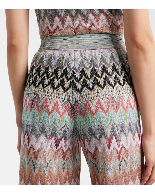 Missoni White Zigzag Lame Straight Pants