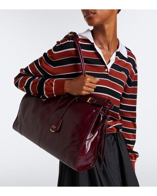 Prada Red Bonnie Extra Large Leather Shoulder Bag