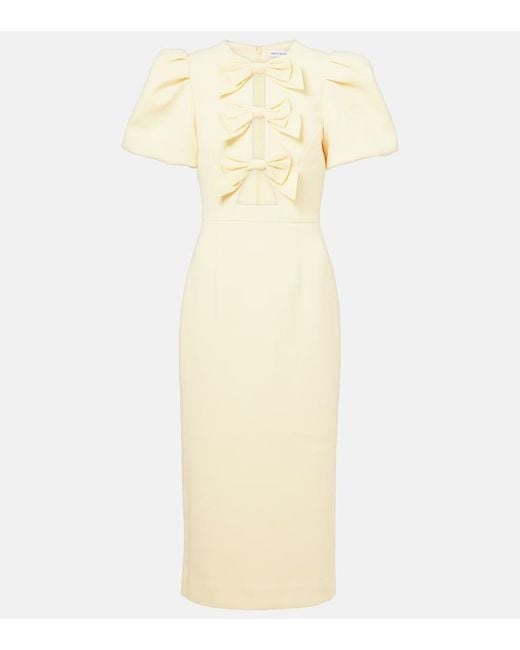 Rebecca Vallance Natural Annabelle Bow-Detail Crepe Midi Dress