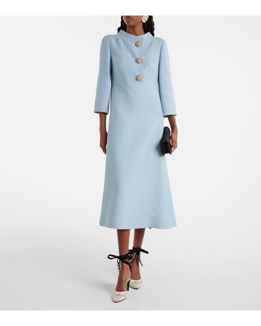 Valentino Blue Midikleid Aus Crepe Couture