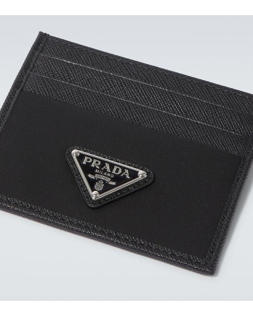 Prada Black Re-Nylon And Saffiano Leather Card Holder for men