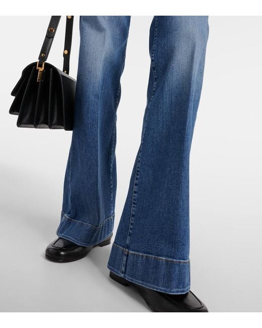 7 For All Mankind Blue High-Rise Flared Jeans Modern Dojo