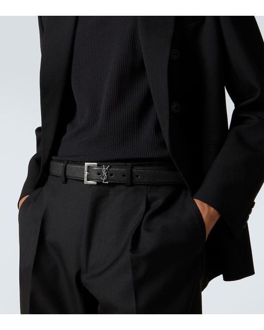 Saint Laurent Black Slim Leather Belt for men