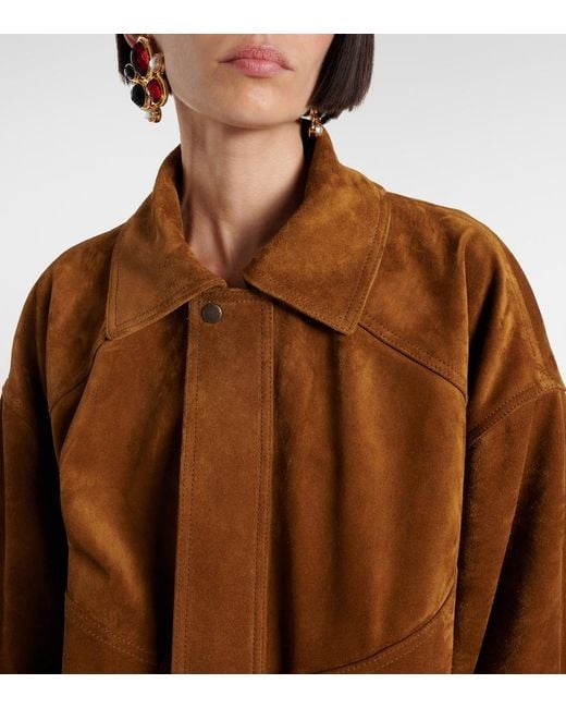 Saint Laurent Brown Suede Bomber Jacket