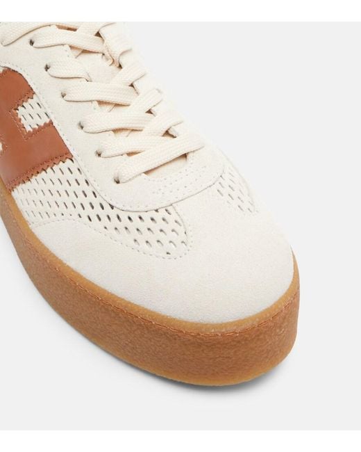 Hogan White H698 Suede Platform Mules