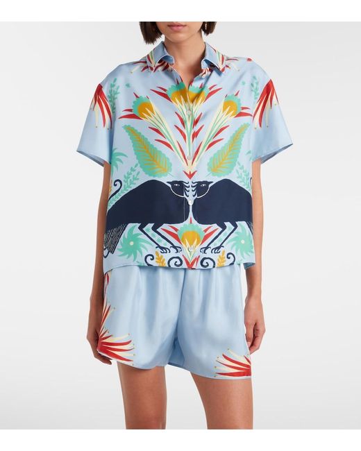 Etro Blue Printed Silk Pajamas