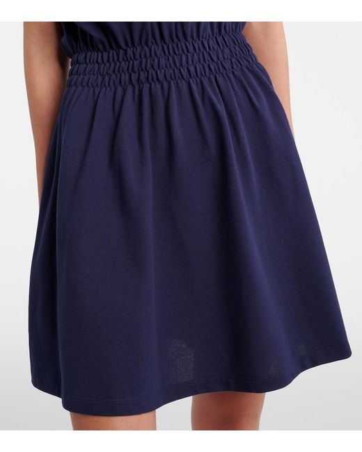 Versace Blue Greca Cotton Pique Polo Dress
