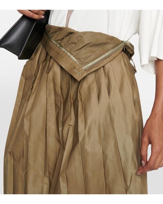 MM6 by Maison Margiela Green Pleated Midi Skirt