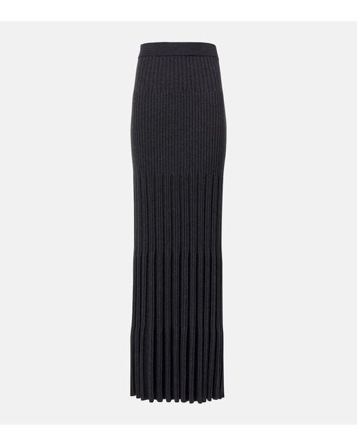 Joseph Black Merino Ribbed-Knit Wool Maxi Skirt