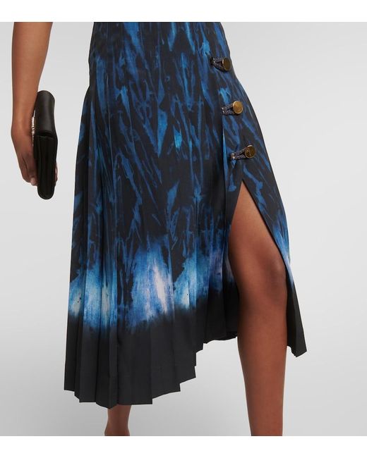 Altuzarra Blue Myrtle Printed Pleated Midi Dress