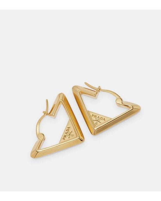 Prada Metallic Logo Earrings