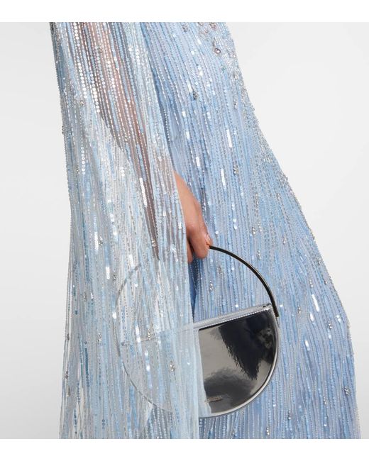 Jenny Packham Blue Paillettenkleid im Cape-Stil