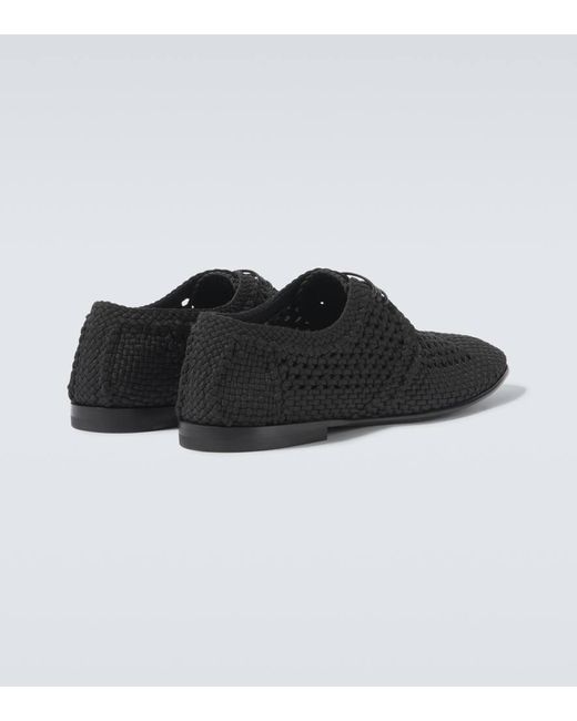 Dolce & Gabbana Black Woven Derby Shoes for men