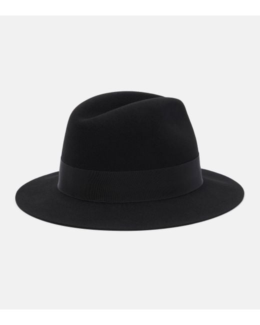 Saint Laurent Black Wool Felt Fedora Hat