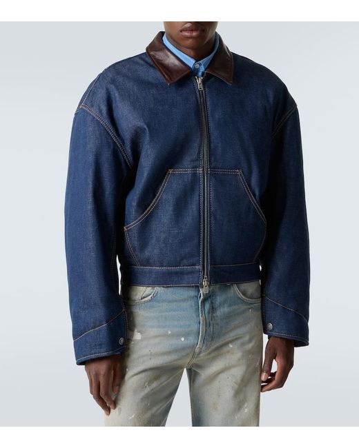 Chaqueta De Denim Con Piel Acne de hombre de color Blue