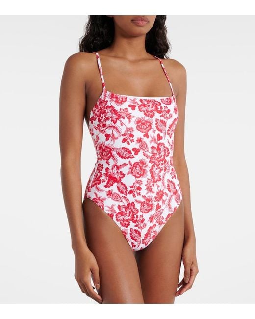 Melissa Odabash Red Maui Floral Swimsuit