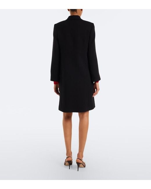Valentino Black Vgold Virgin Wool Crepe Coat