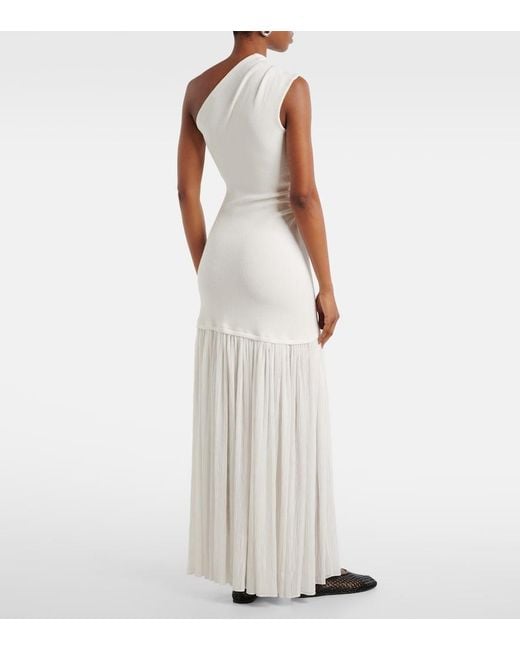 Proenza Schouler White Cora One-Shoulder Crepe Chiffon Maxi Dress