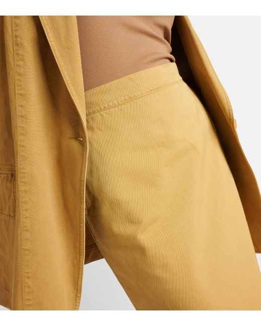 Max Mara Yellow Denver Cotton Gabardine Midi Skirt