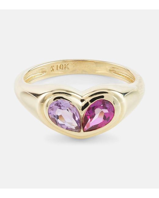 STONE AND STRAND Pink Lavender Haze 10kt Gold Ring With Amethyst And Topaz