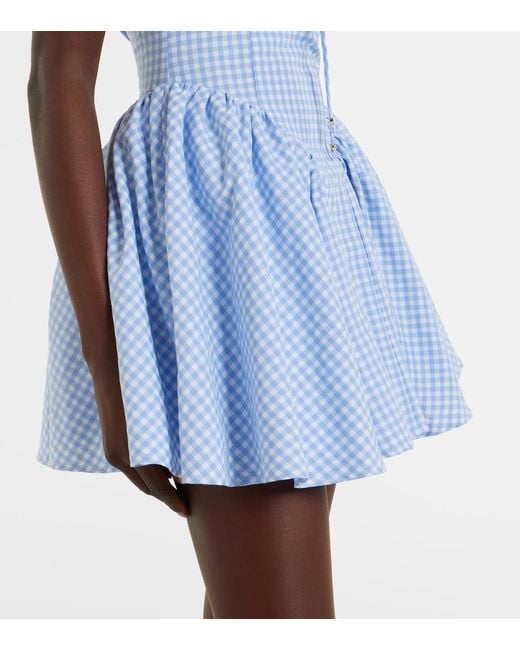 Bananhot Blue Micaela Gingham Halterneck Cotton Minidress