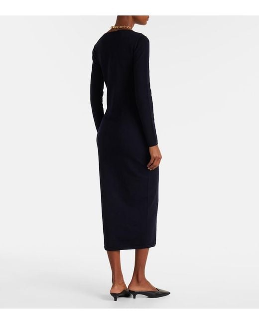 Max Mara Blue Sophia Wool-Blend Midi Dress