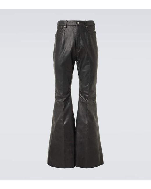 Rick Owens Black Bolan Leather Flared Pants for men