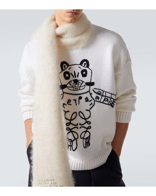 Loewe White X Louis Wain Embroidered Wool Sweater for men