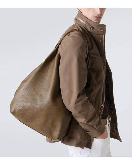 Loro Piana Brown Bale Extra Large Leather Tote Bag for men