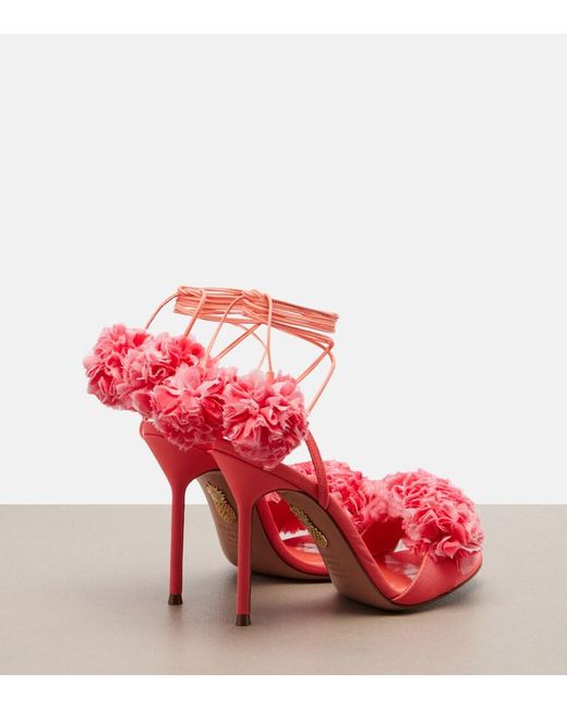 Aquazzura Red Cherry Kiss Leather-Trimmed Sandals
