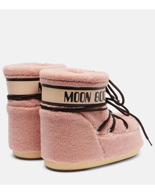 Moon Boot Pink Icon Fleece Ankle Boots