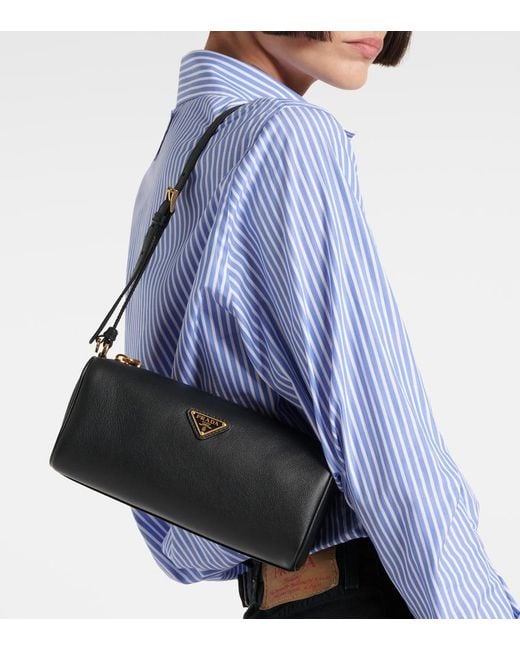 Prada Black Mini Logo Leather Shoulder Bag