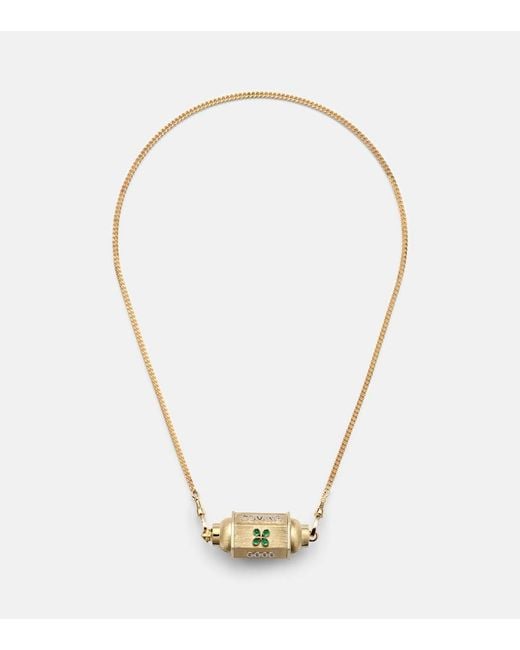 Marie Lichtenberg Metallic Good Things 18Kt Locket Necklace With Emeralds