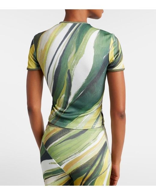Christopher Esber Green Printed Ribbed-Knit Jersey Top
