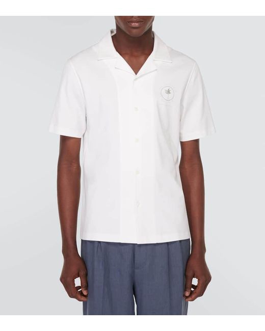 Camisa de algodon bordada Brunello Cucinelli de hombre de color White