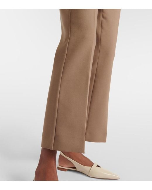 Max Mara Natural Nepeta Wool-Blend Crepe Straight Pants