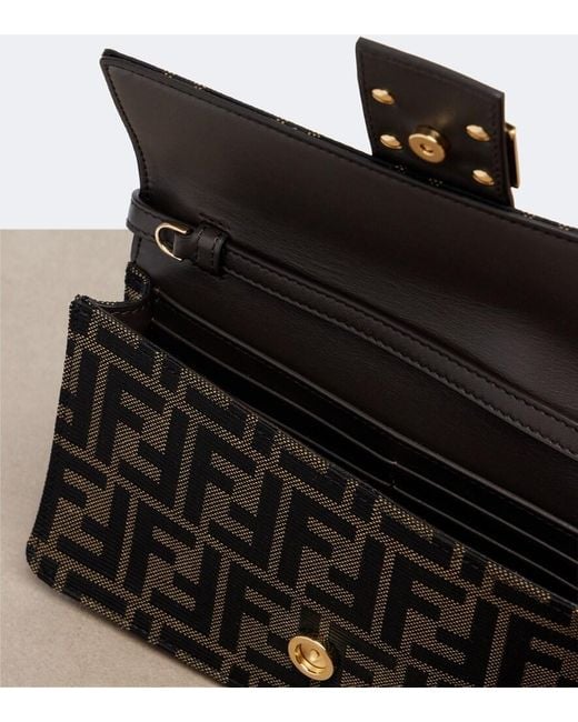 Fendi Black Tube Jacquard Canvas Wallet On Chain