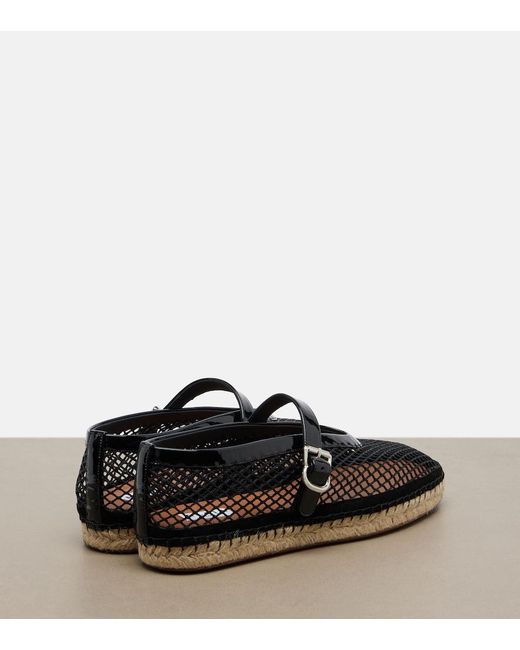 Alaïa Black Fishnet Leather-Trimmed Espadrilles
