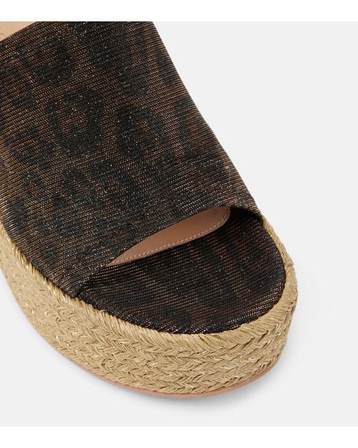 Gianvito Rossi Brown Leopard-Print Espadrille Wedge Mules
